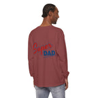#1 Dad Foam Finger Long Sleeve Shirt — "Super Dad" Back Graphic