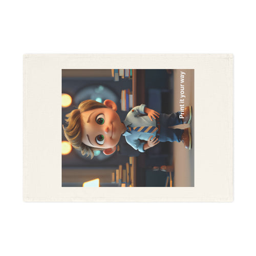 Cotton Tea Towel — Cute Little Boy Cartoon Kitchen Towel (Print It Your Way)