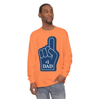 #1 Dad Foam Finger Long Sleeve Shirt — "Super Dad" Back Graphic