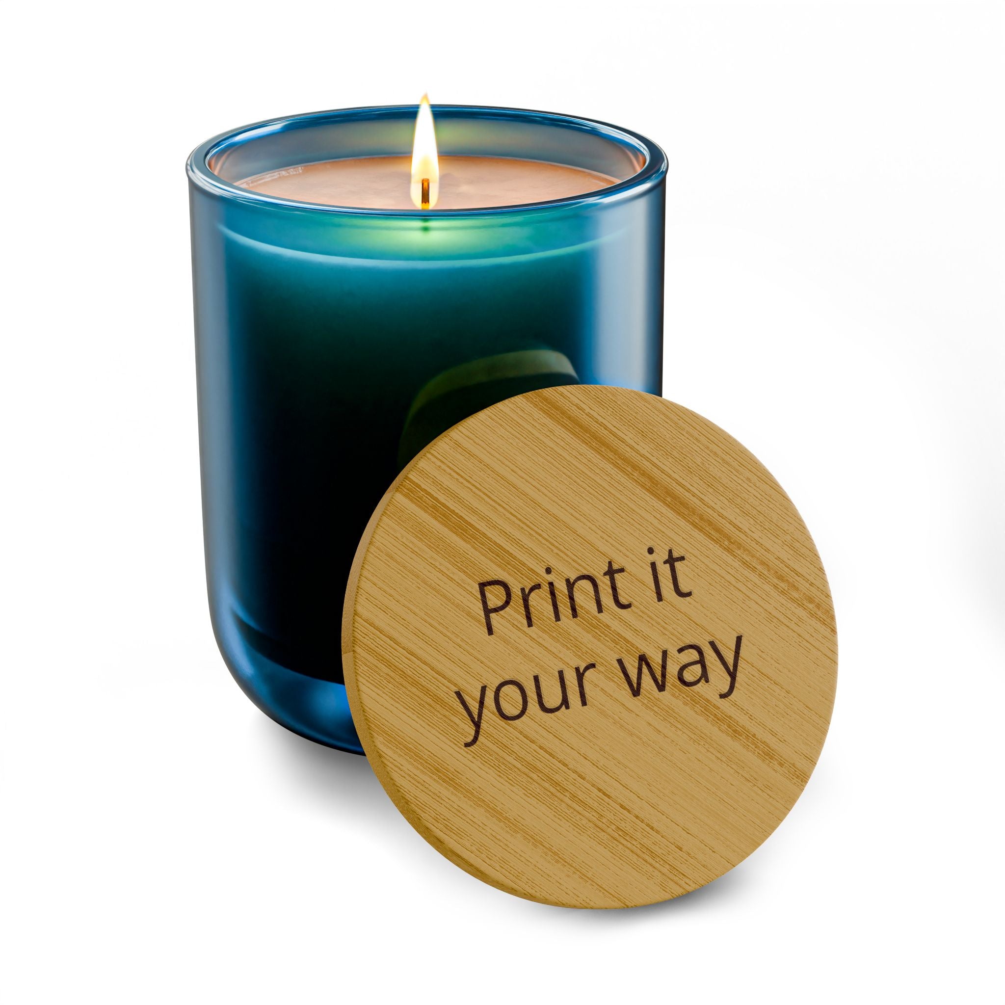 Engraved 14oz Scented Soy Candle — Custom "Print it your way" Bamboo Lid