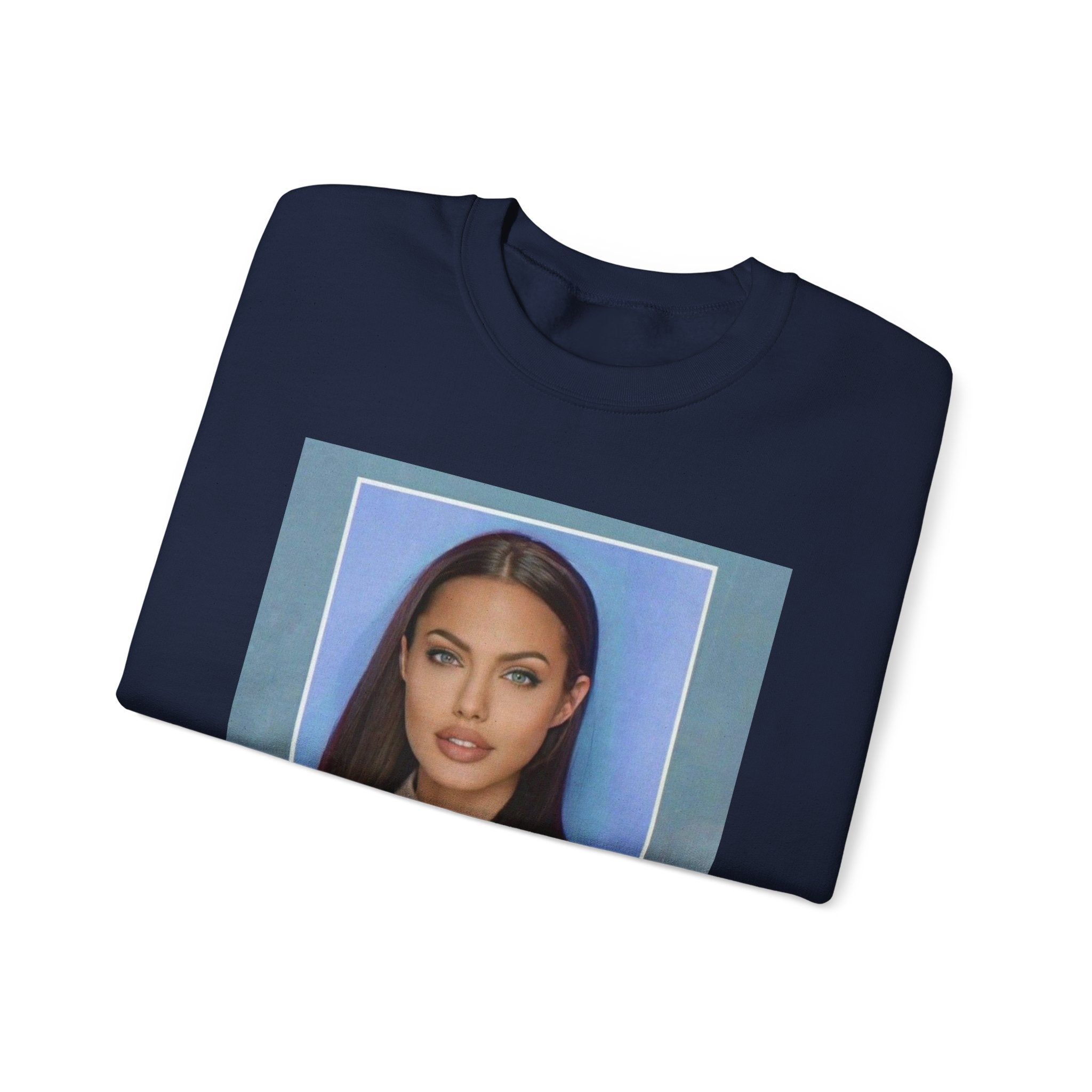 Graphic Crewneck Sweatshirt — Portrait Photo Print with Quote