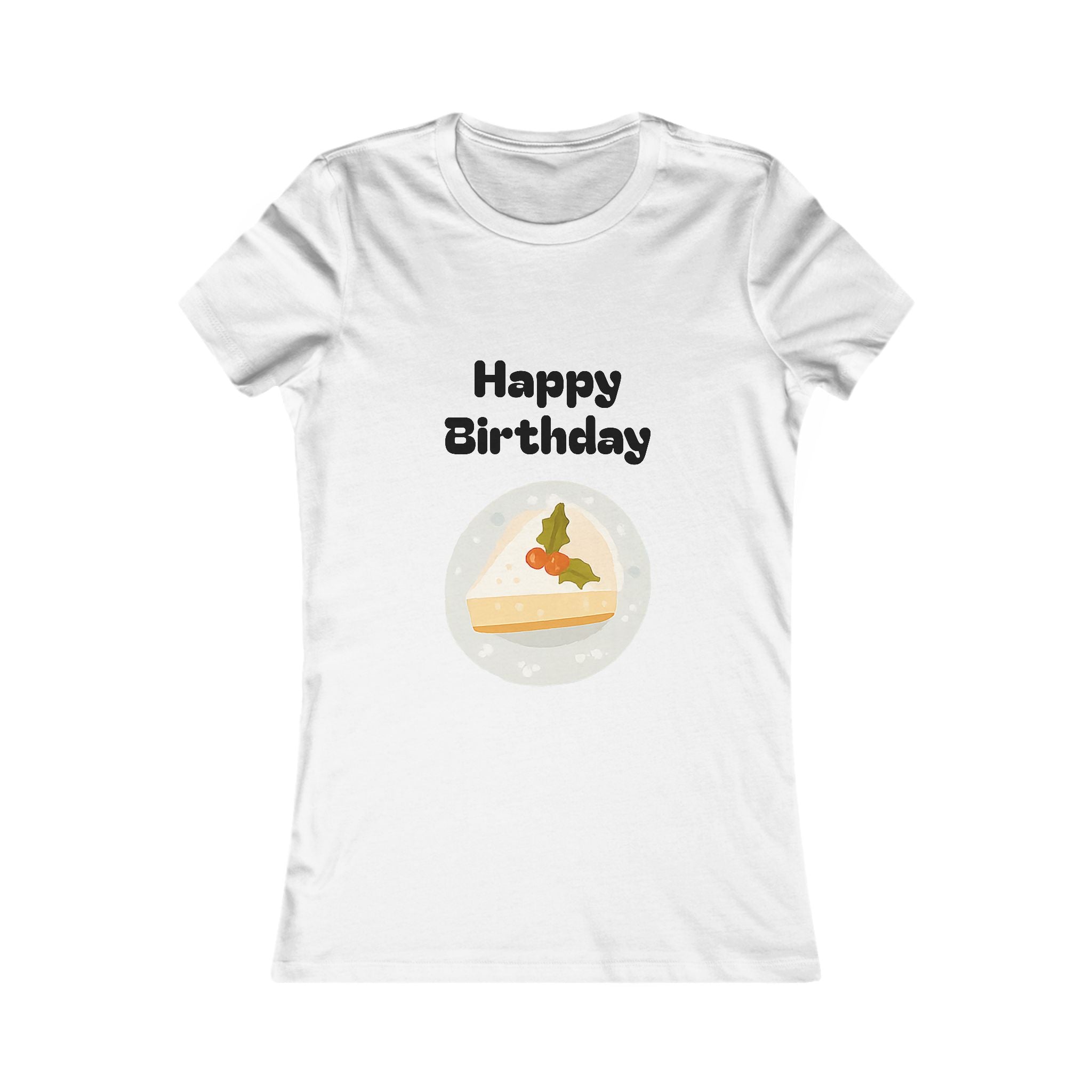 Birthday Slice Tee — "Happy Birthday" Cake Graphic Women's Shirt