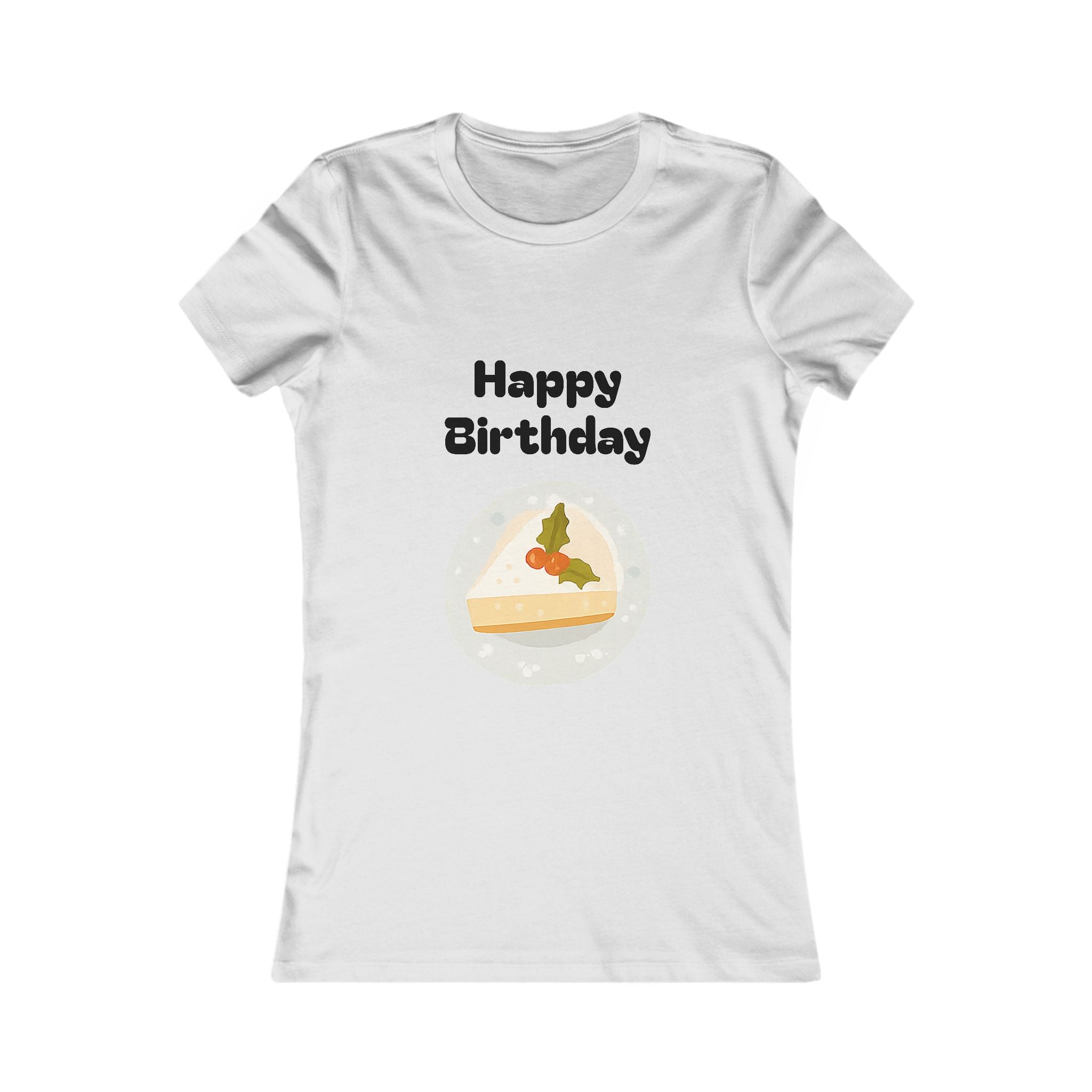 Birthday Slice Tee — "Happy Birthday" Cake Graphic Women's Shirt