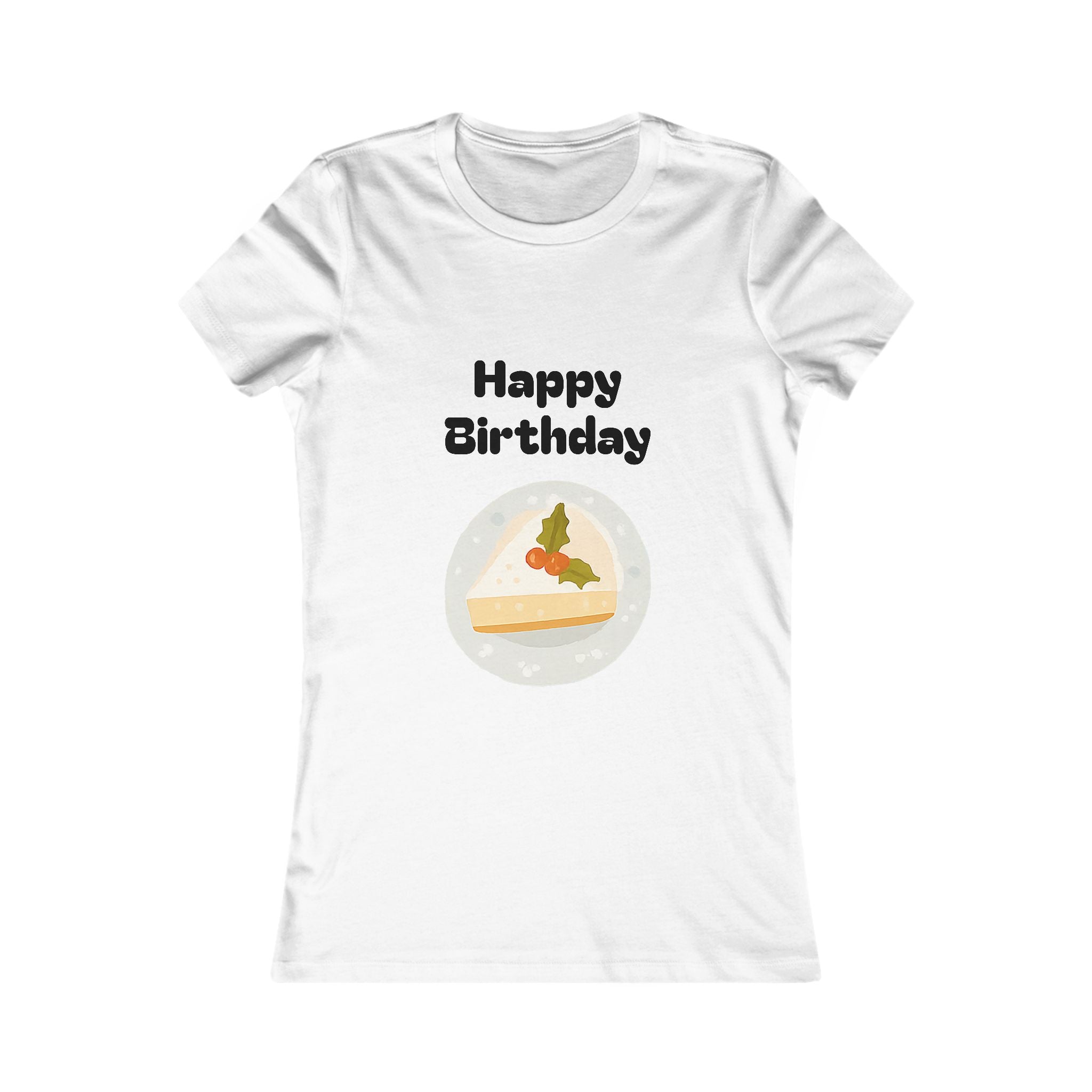 Birthday Slice Tee — "Happy Birthday" Cake Graphic Women's Shirt