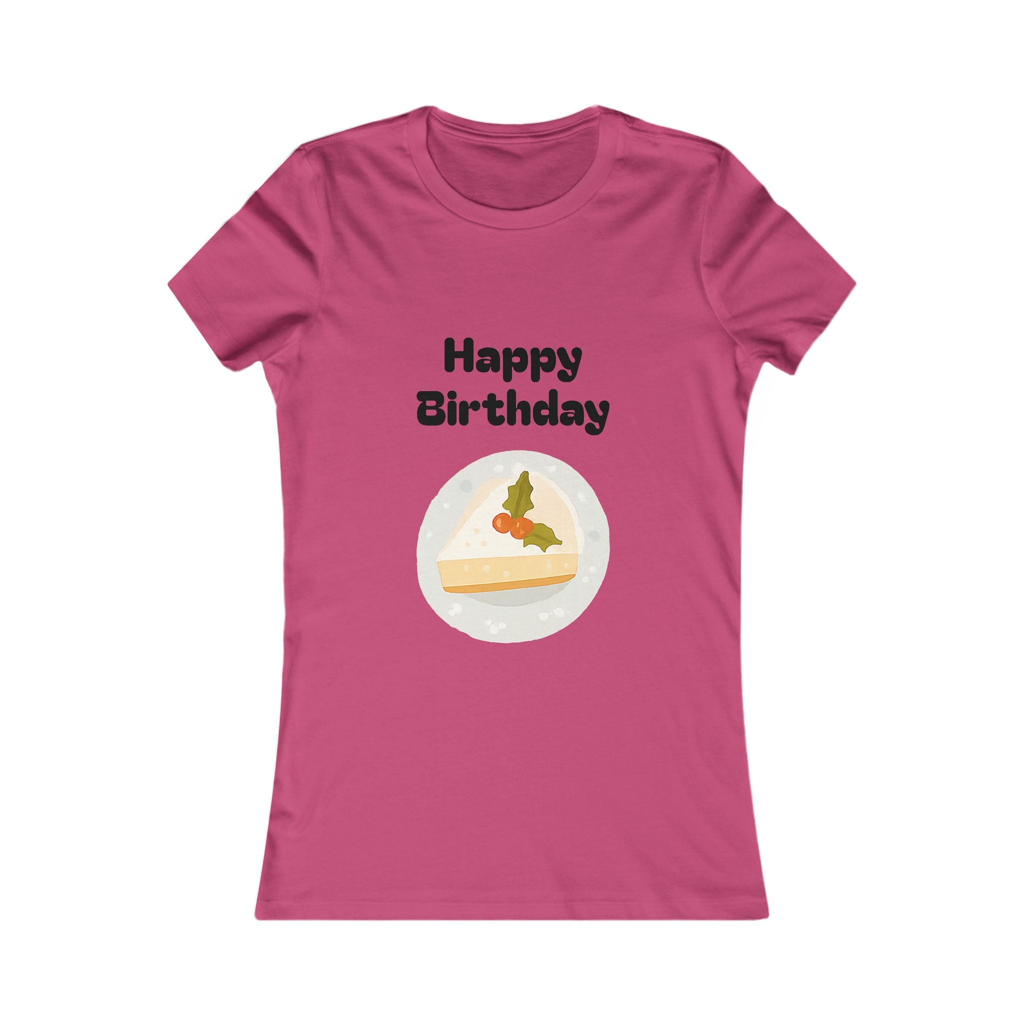 Birthday Slice Tee — "Happy Birthday" Cake Graphic Women's Shirt