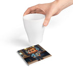Kid Cartoon Boy Ceramic Coaster — Cute Office Desk Drink Mat