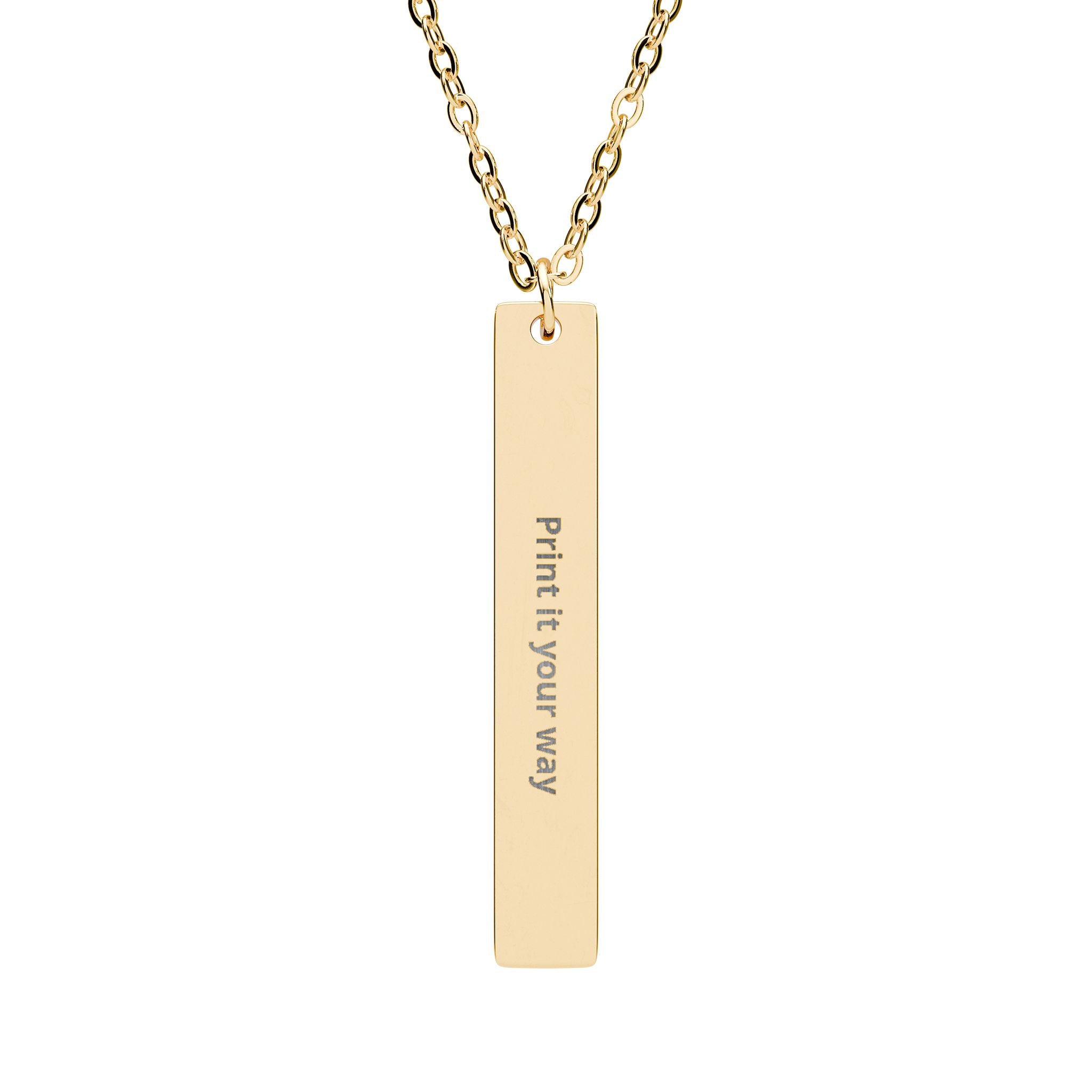 Engravable Vertical Bar Necklace — Personalized Name or Message Pendant