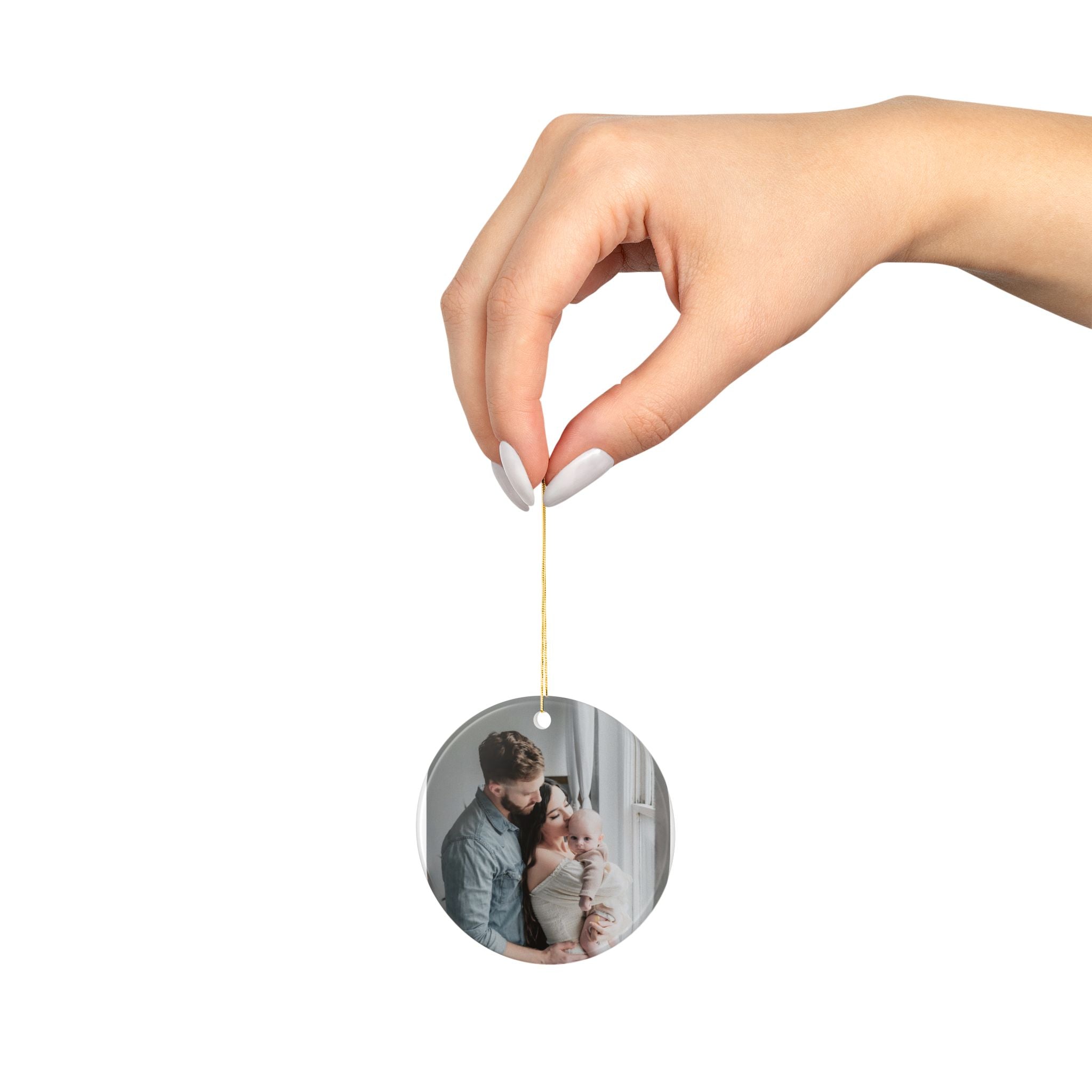 Personalized Family Photo Ceramic Ornament — Custom Holiday Keepsake