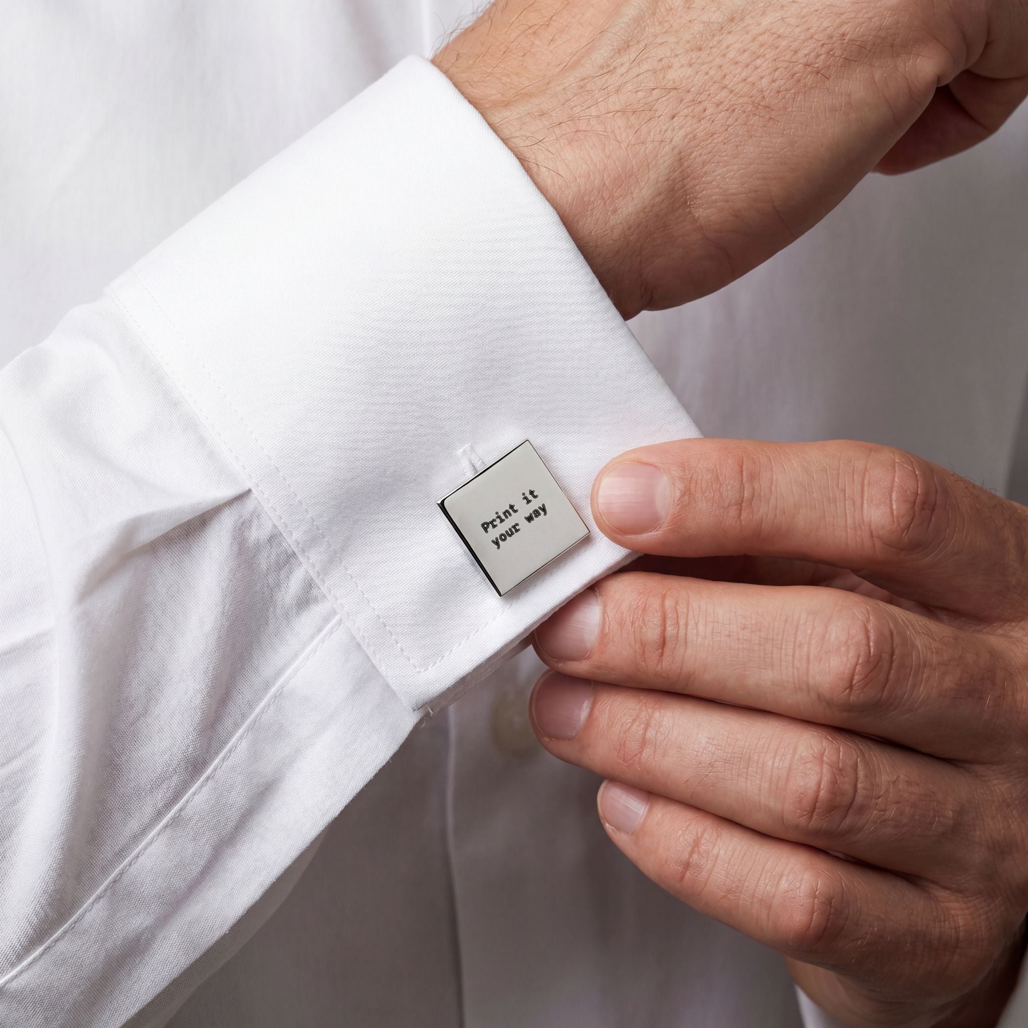 Custom Engraved Gold Square Cufflinks — 'Print it your way' Personalized Men's Formal Accessories