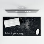 Water Droplets Black Desk Mat — "Print it your way" Custom Gaming Desk Pad