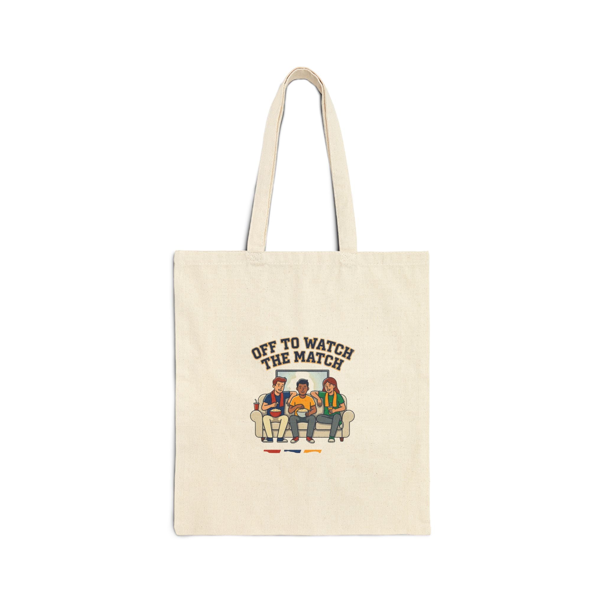 Off to Watch the Match Tote, soccer watch party, country colors
