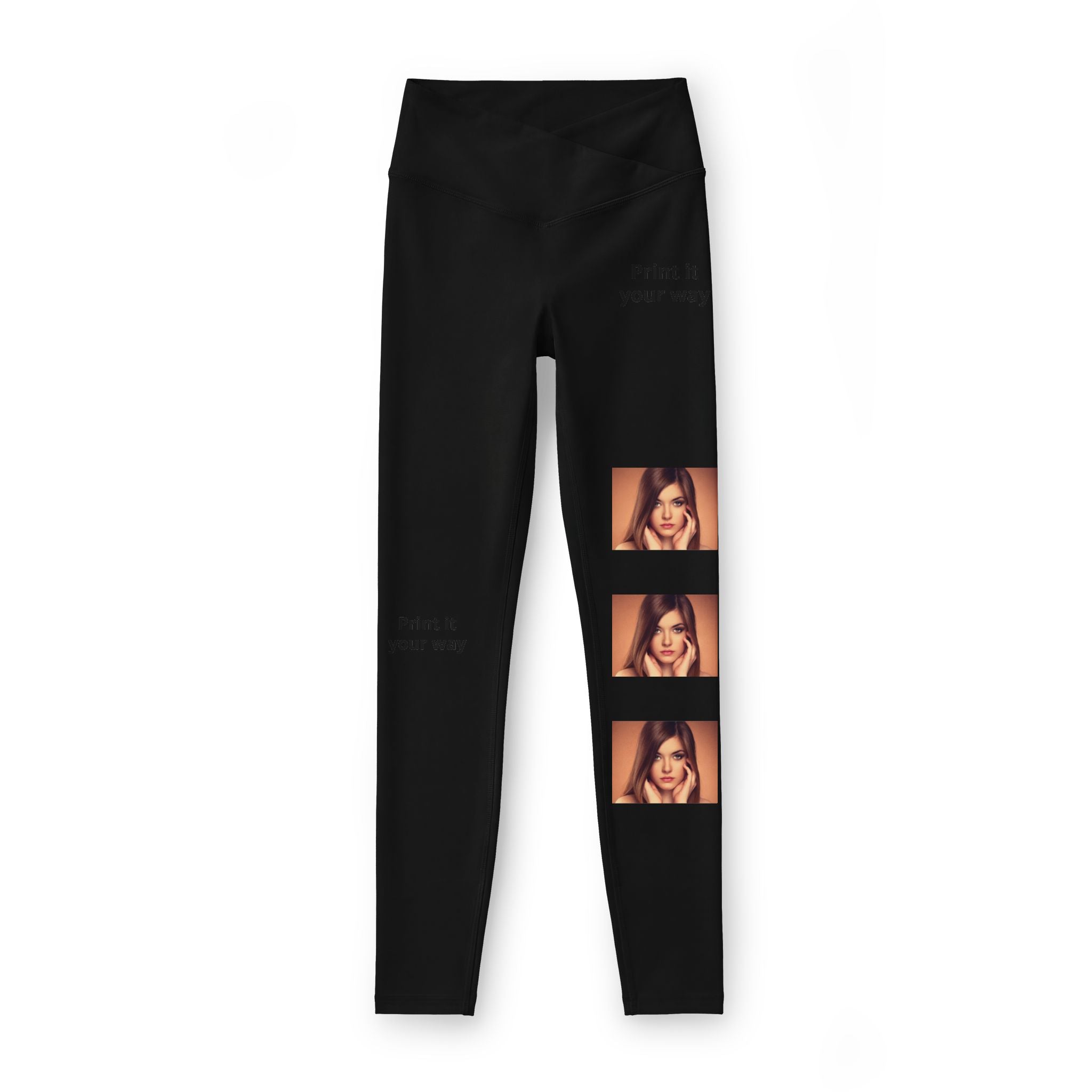 Photo Strip Women's Leggings — Vintage Portrait Collage Activewear