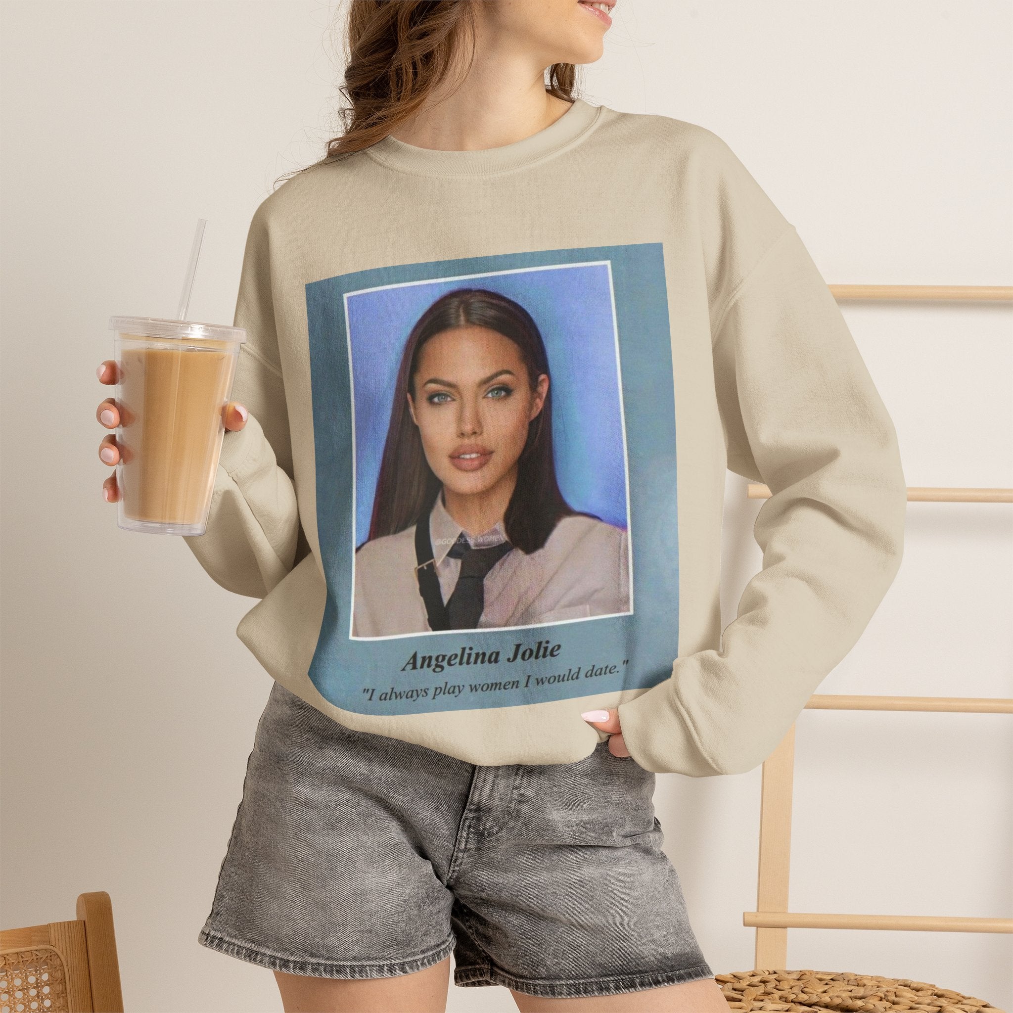 Graphic Crewneck Sweatshirt — Portrait Photo Print with Quote