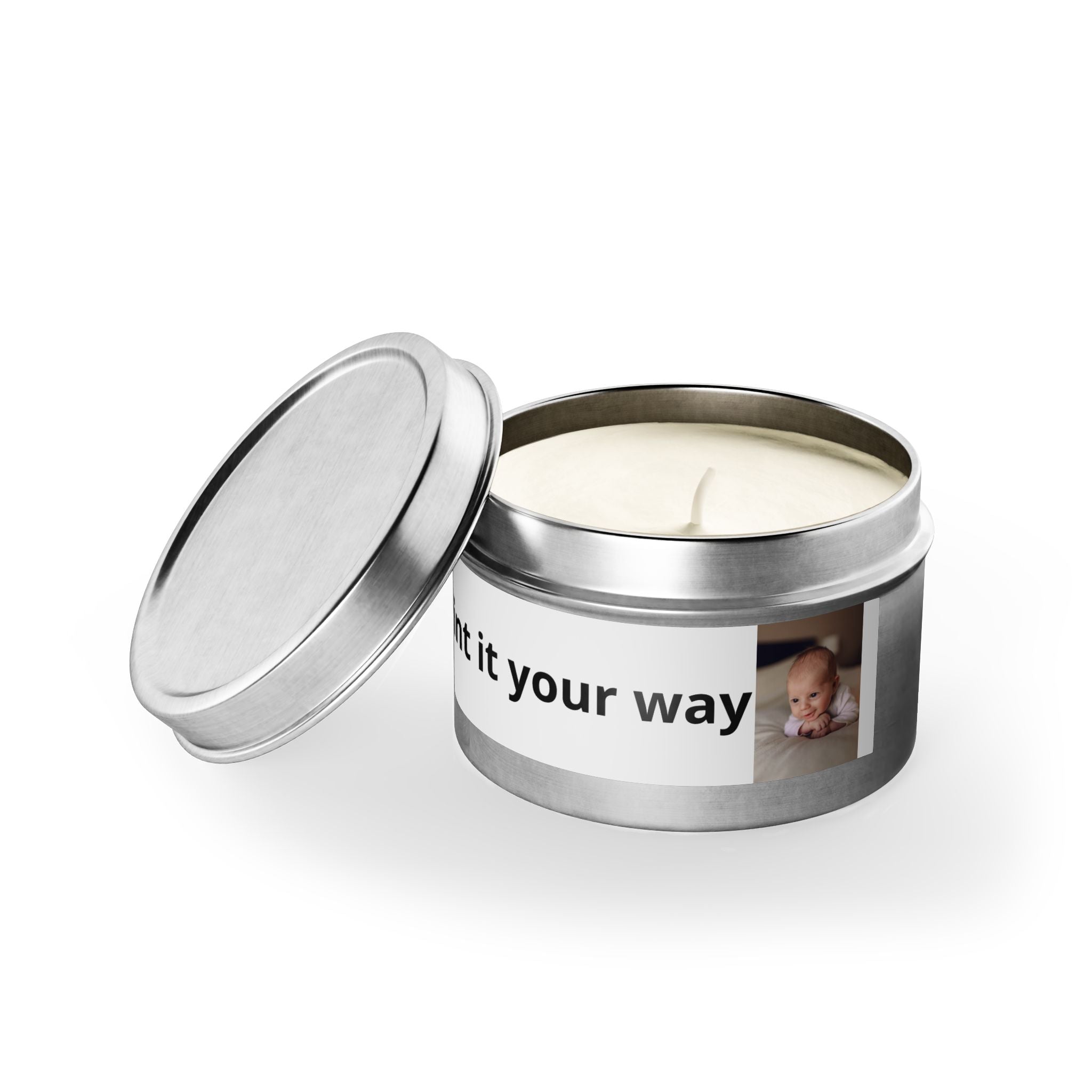 Personalized Tin Candle — Custom Photo & Text Scented Candle Gift