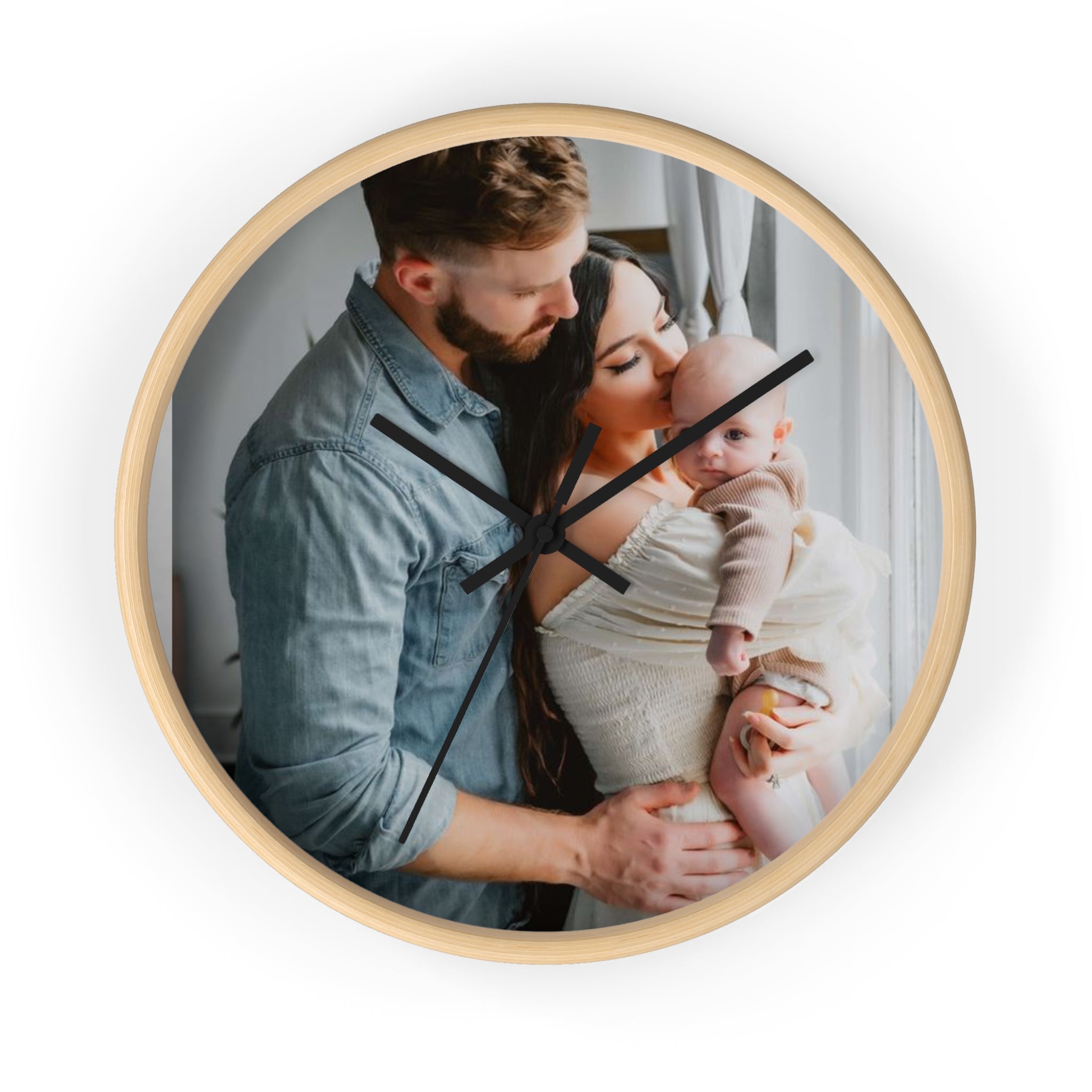 Personalized Family Photo Wall Clock — Custom Newborn & Parents Keepsake