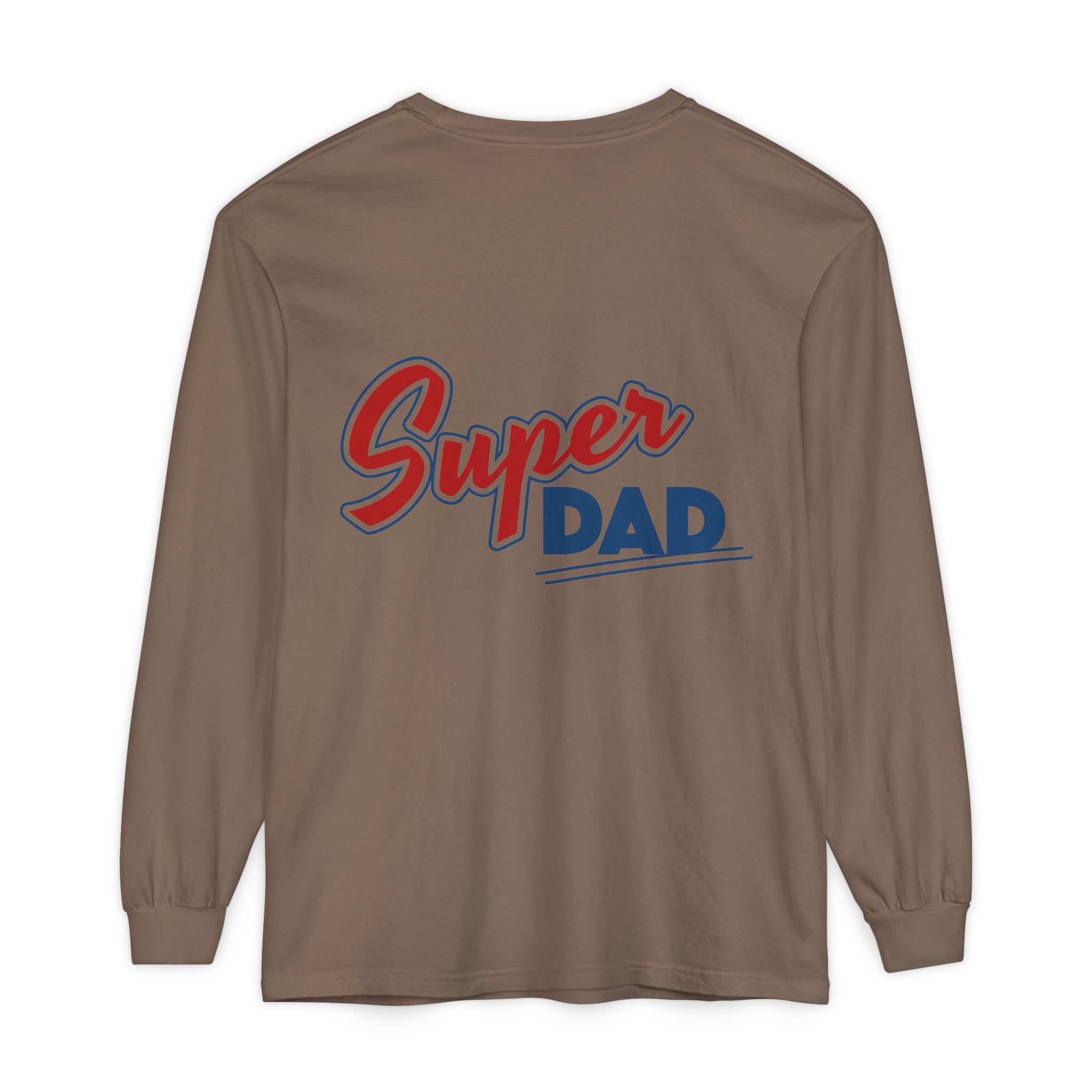 #1 Dad Foam Finger Long Sleeve Shirt — "Super Dad" Back Graphic