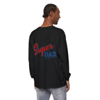 #1 Dad Foam Finger Long Sleeve Shirt — "Super Dad" Back Graphic