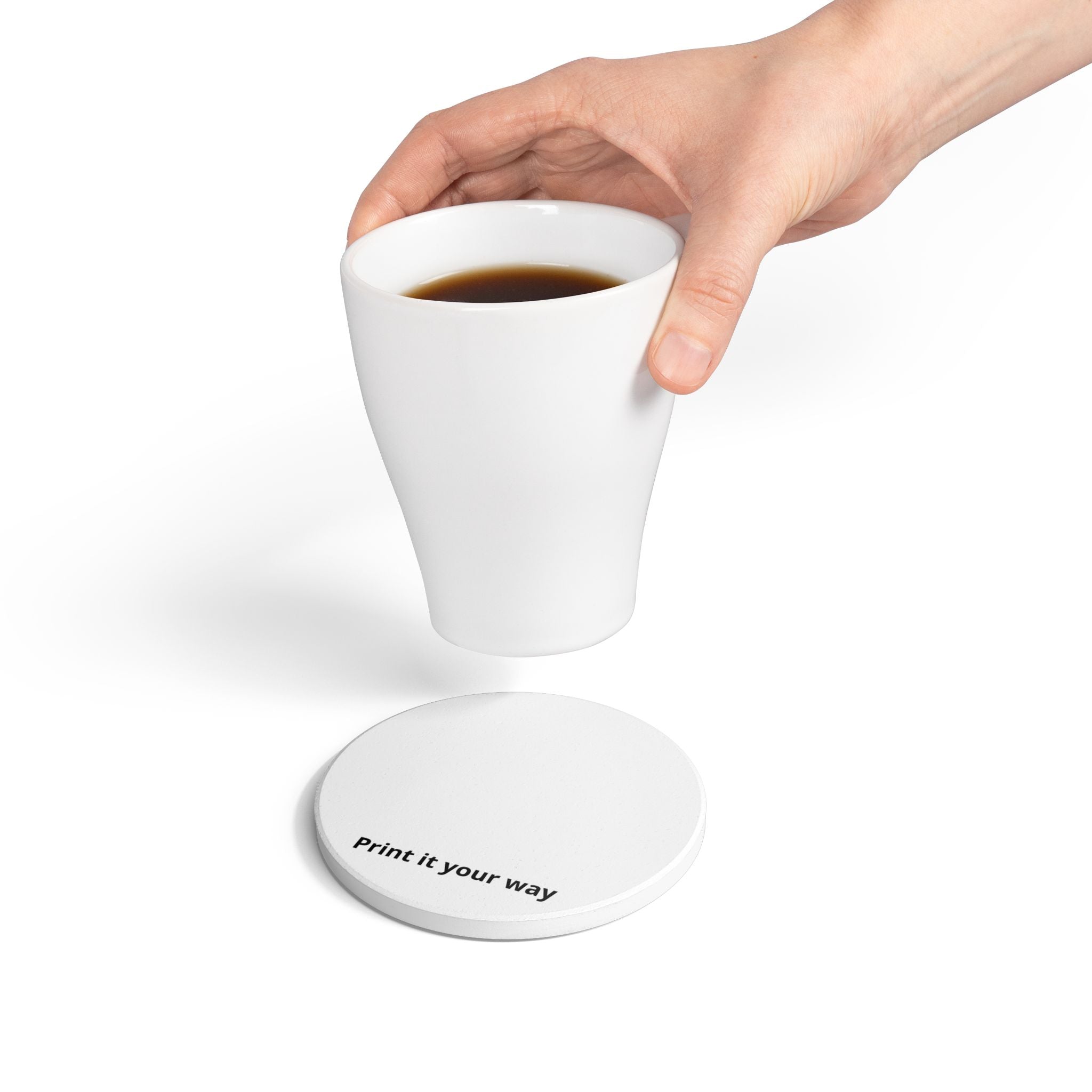 Custom Ceramic Coaster – Personalized Round Cork-Back Drink Mat (Print It Your Way)