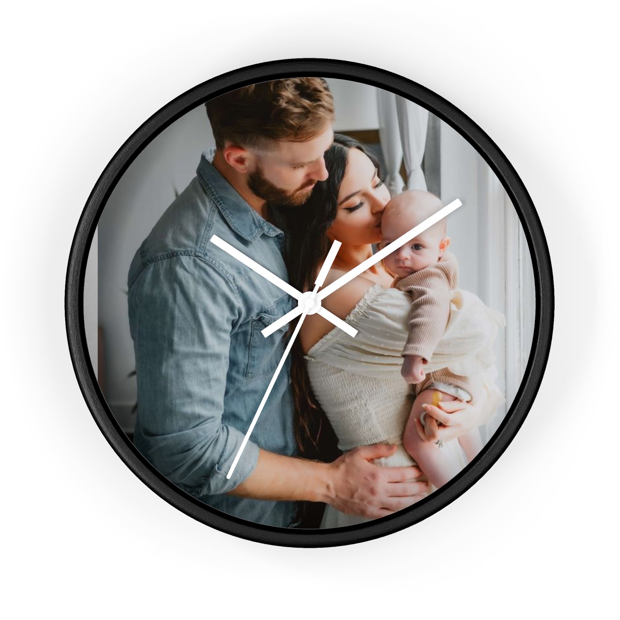 Personalized Family Photo Wall Clock — Custom Newborn & Parents Keepsake