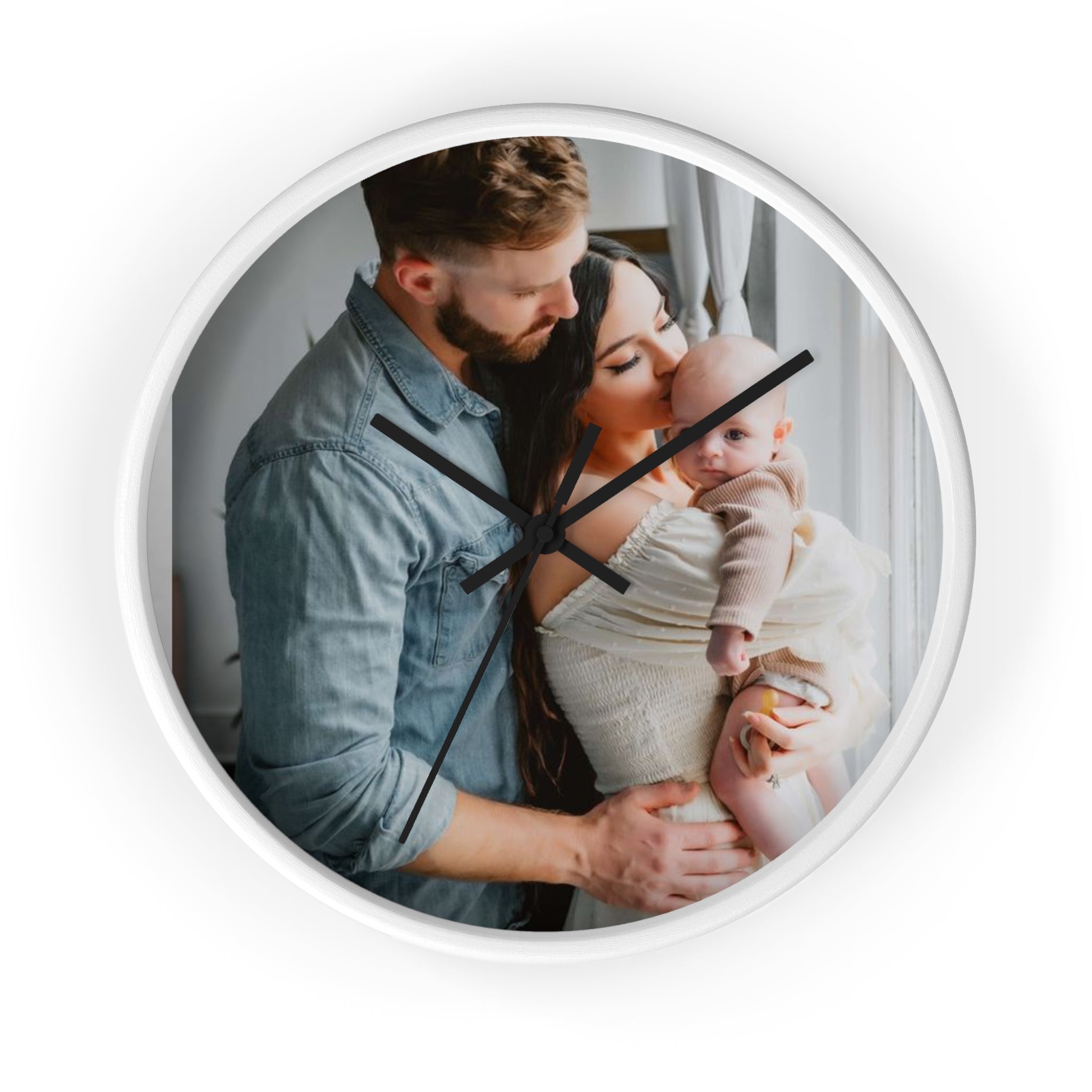 Personalized Family Photo Wall Clock — Custom Newborn & Parents Keepsake
