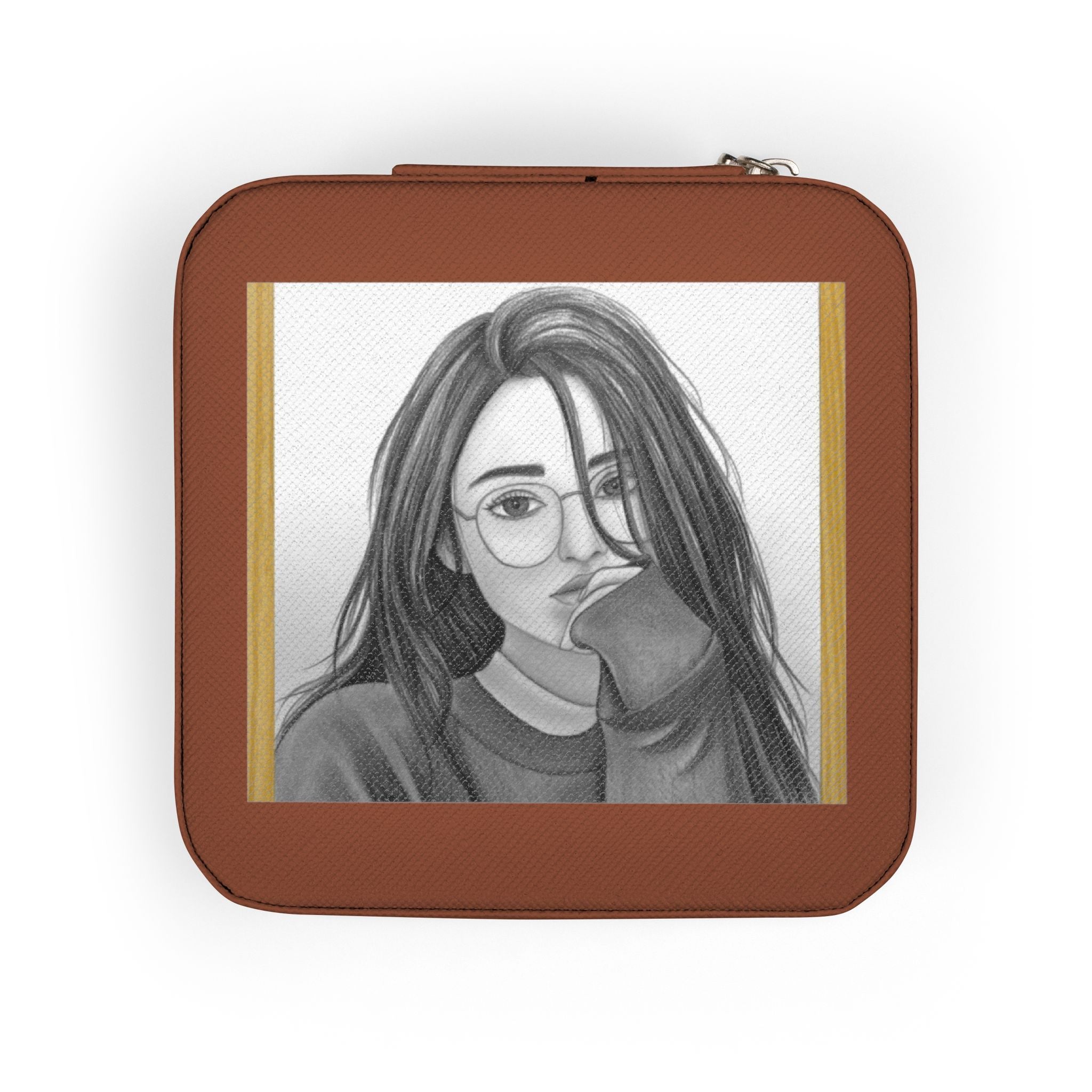 Compact Jewelry Travel Case — Personalized Portrait Pink Travel Jewelry Organizer