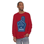 #1 Dad Foam Finger Long Sleeve Shirt — "Super Dad" Back Graphic