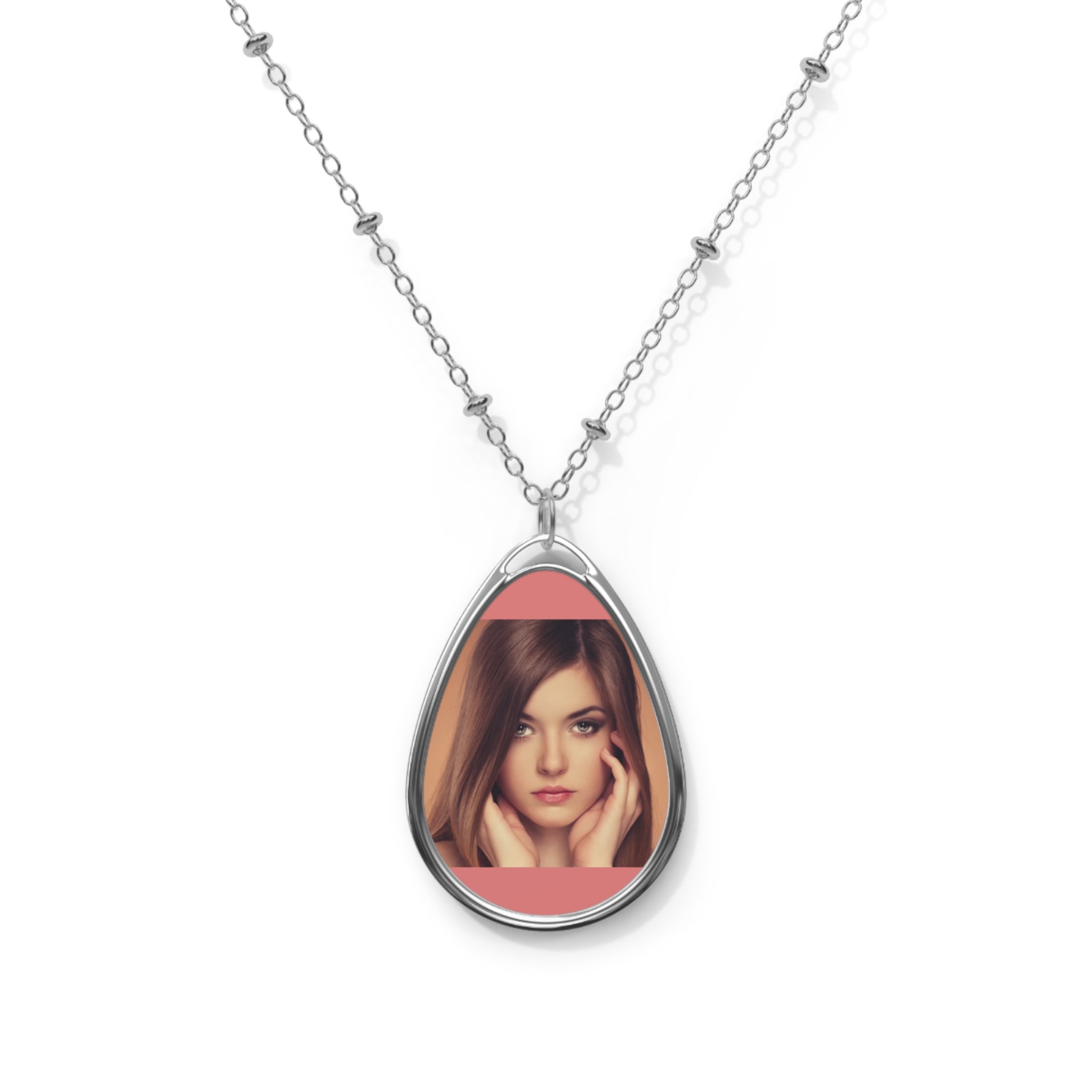 Oval Photo Pendant Necklace — Personalized Teardrop Locket Necklace