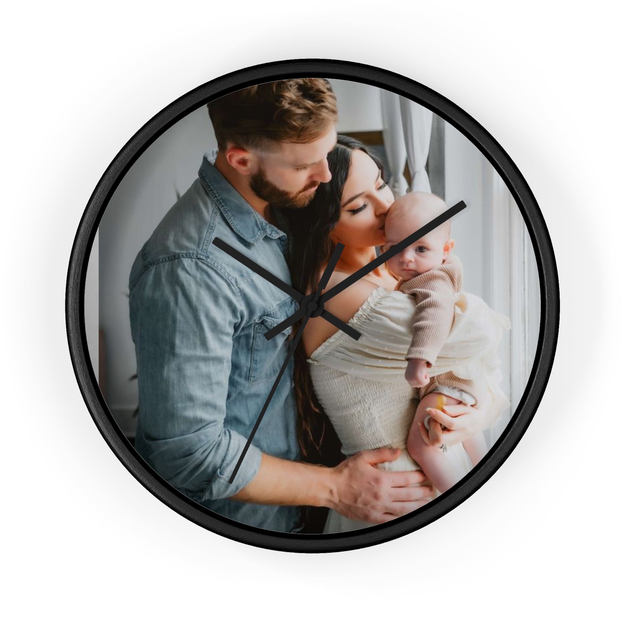 Personalized Family Photo Wall Clock — Custom Newborn & Parents Keepsake
