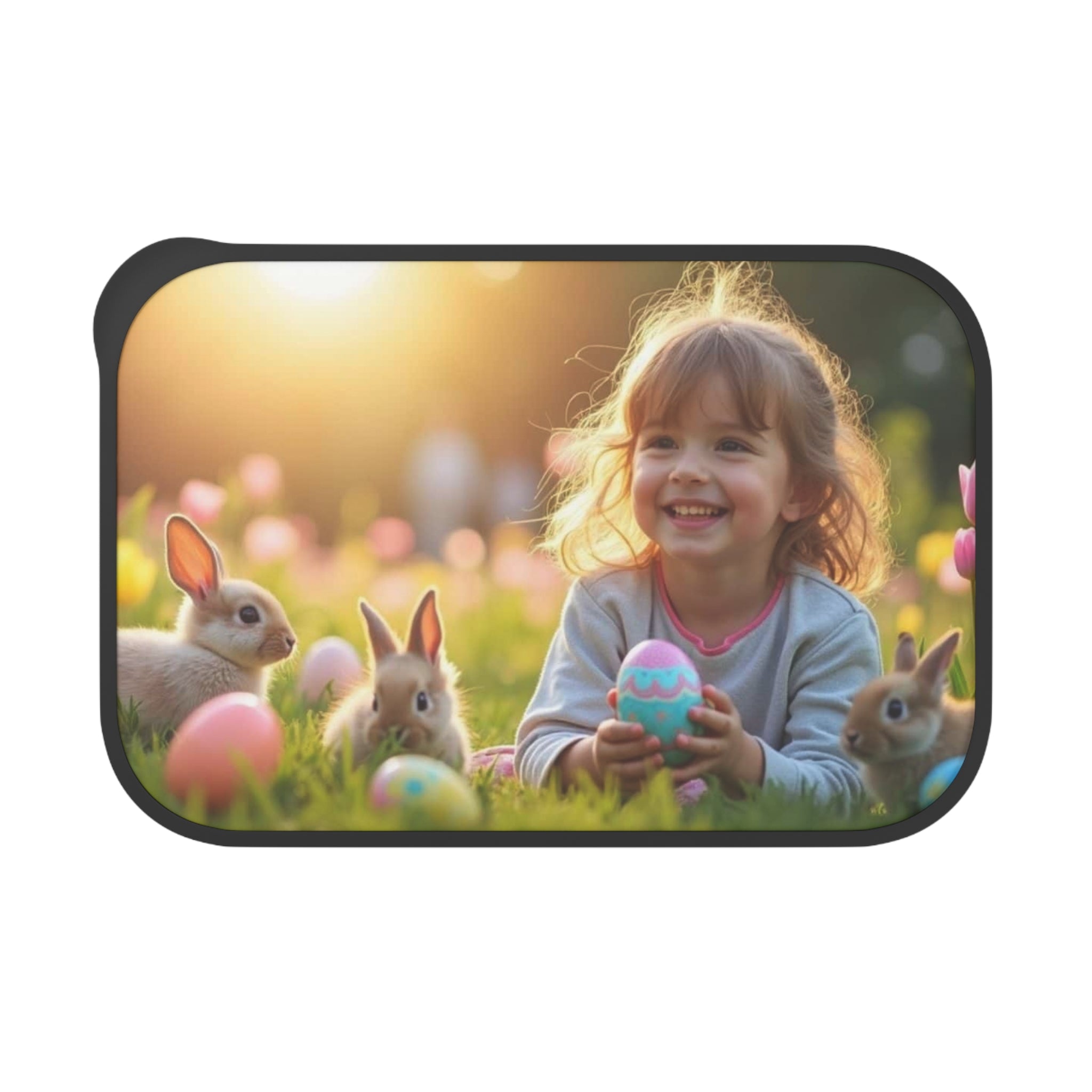 Easter Kids Bento Box — PLA Lunchbox with Utensil Band (Bunny & Eggs Design)