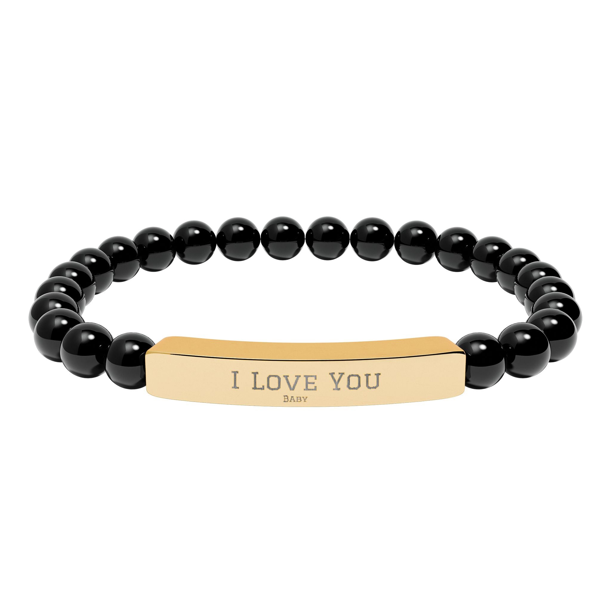 Natural Stone Stretch Bar Bracelet (Engraving)