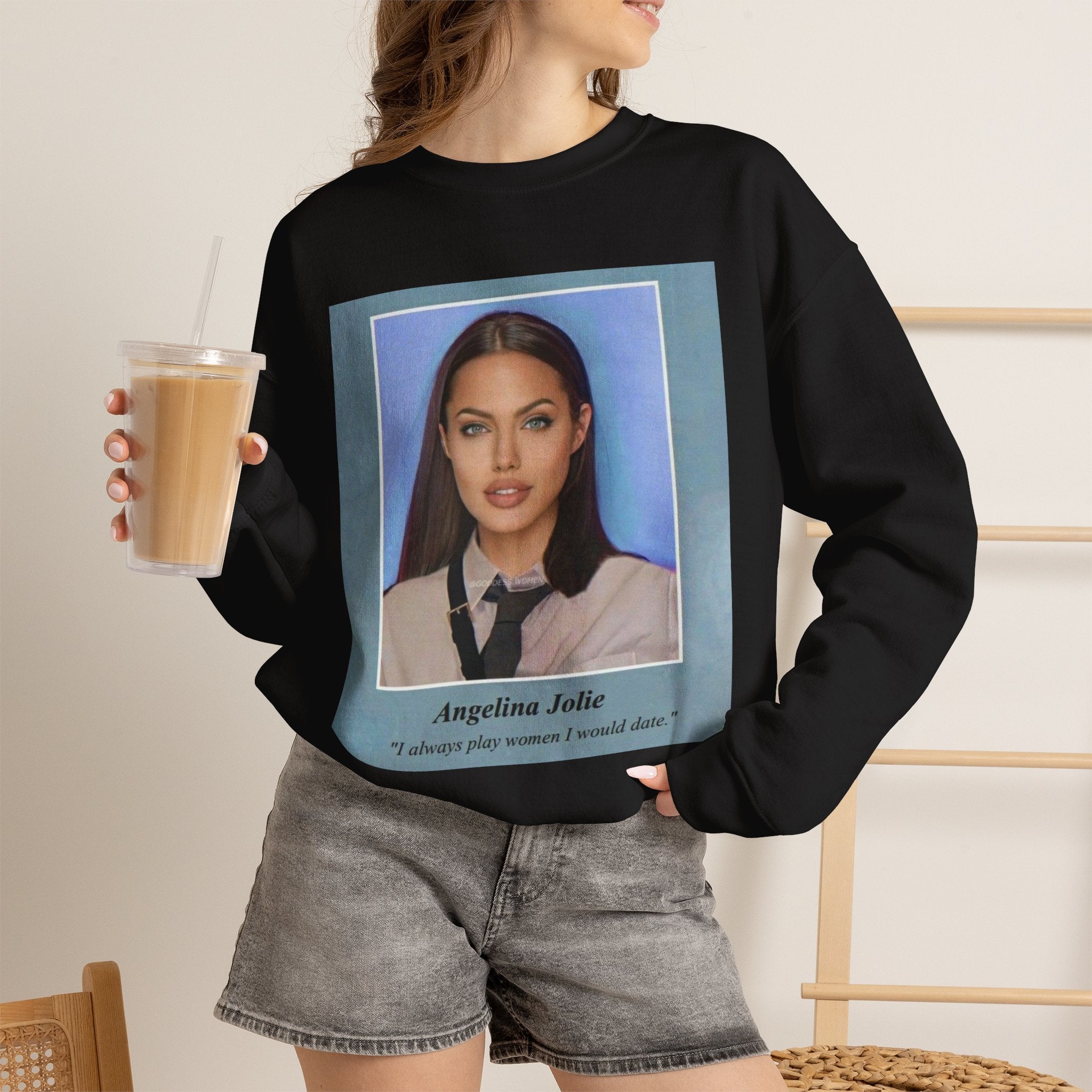Graphic Crewneck Sweatshirt — Portrait Photo Print with Quote