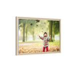 Framed Matte Canvas Photo Print — Autumn Child Playing in Leaves