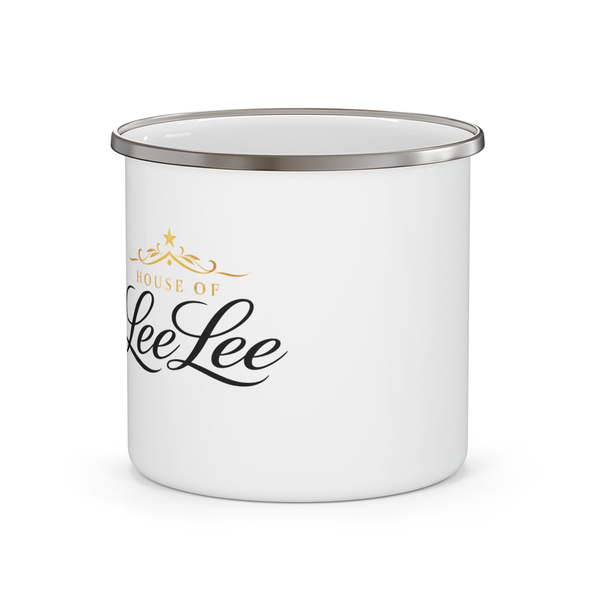 Enamel Camping Mug — House of LeeLee Logo Rustic Coffee Cup for Camping & Gifts