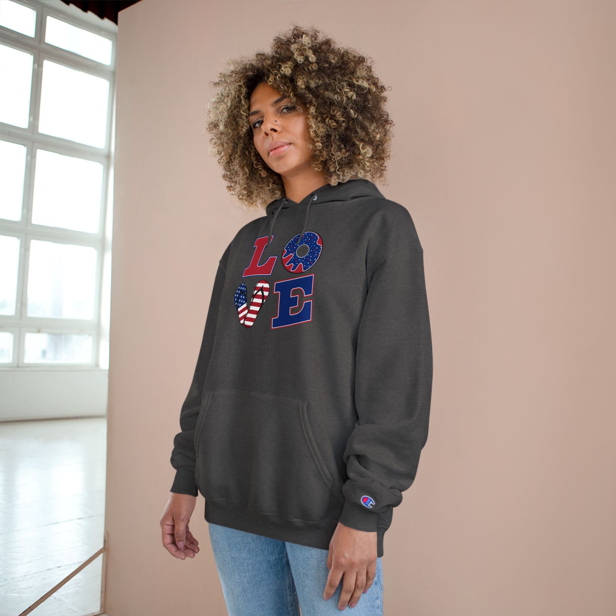 Patriotic LOVE Hoodie — USA Flag Letters & "You Won My Heart" Tic‑Tac‑Toe Back