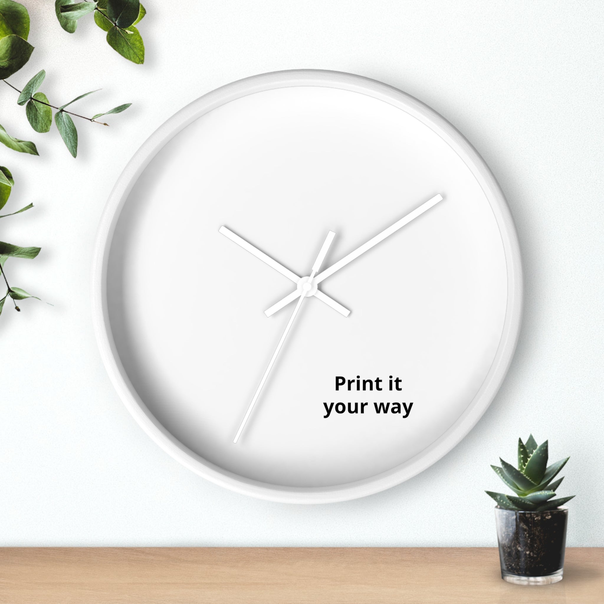 Minimal Custom Wall Clock — 'Print It Your Way' Modern White Face