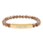 Natural Stone Stretch Bar Bracelet (Engraving)