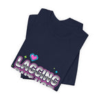 Lagging But Hot Tee | Y2K slogan, glitter type, hot pink cyber aesthetic