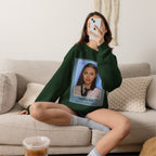 Graphic Crewneck Sweatshirt — Portrait Photo Print with Quote