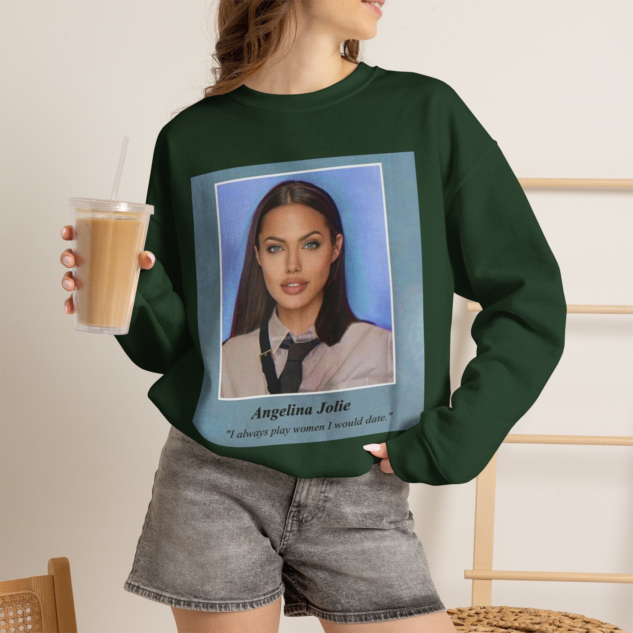 Graphic Crewneck Sweatshirt — Portrait Photo Print with Quote