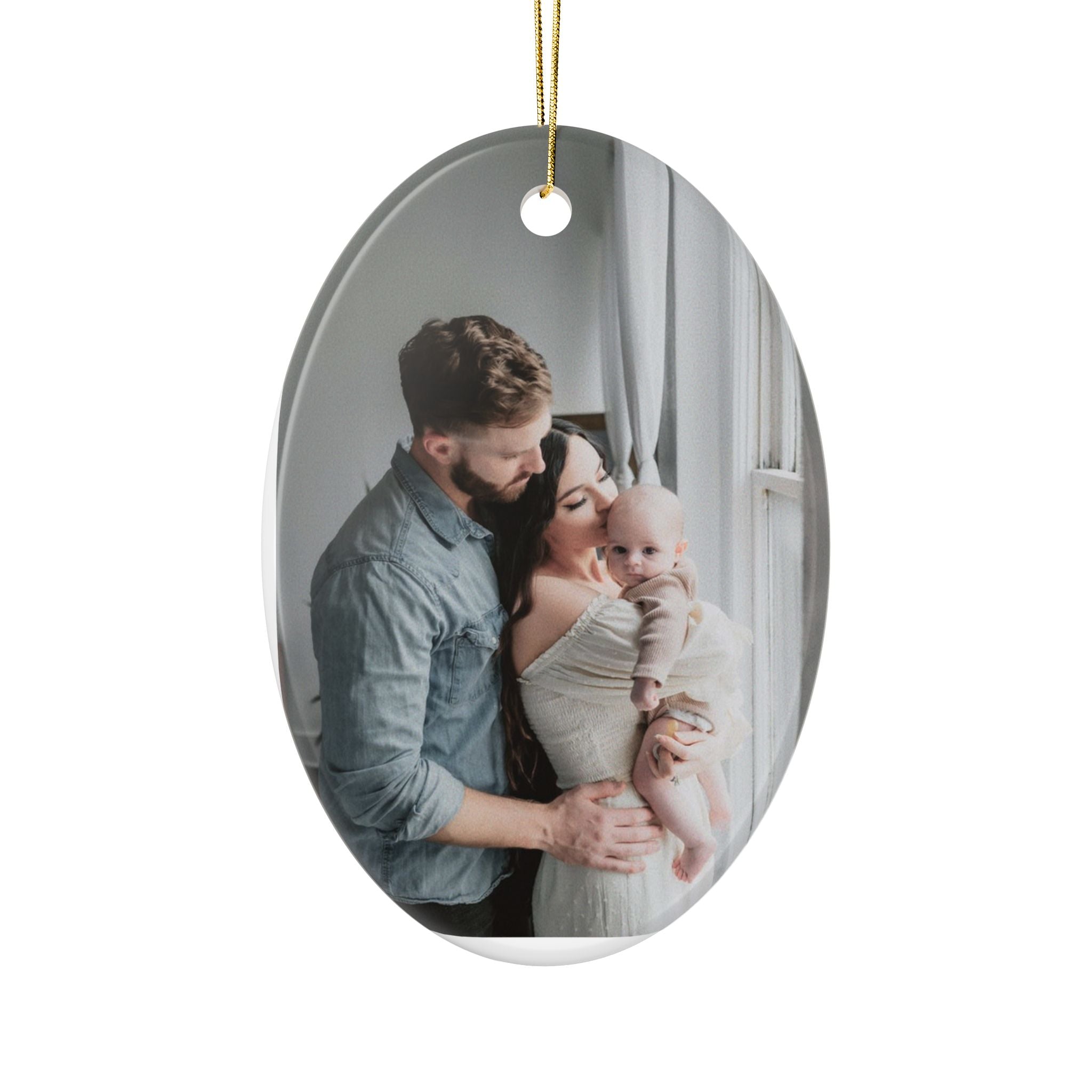Personalized Family Photo Ceramic Ornament — Custom Holiday Keepsake