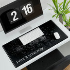 Water Droplets Black Desk Mat — "Print it your way" Custom Gaming Desk Pad