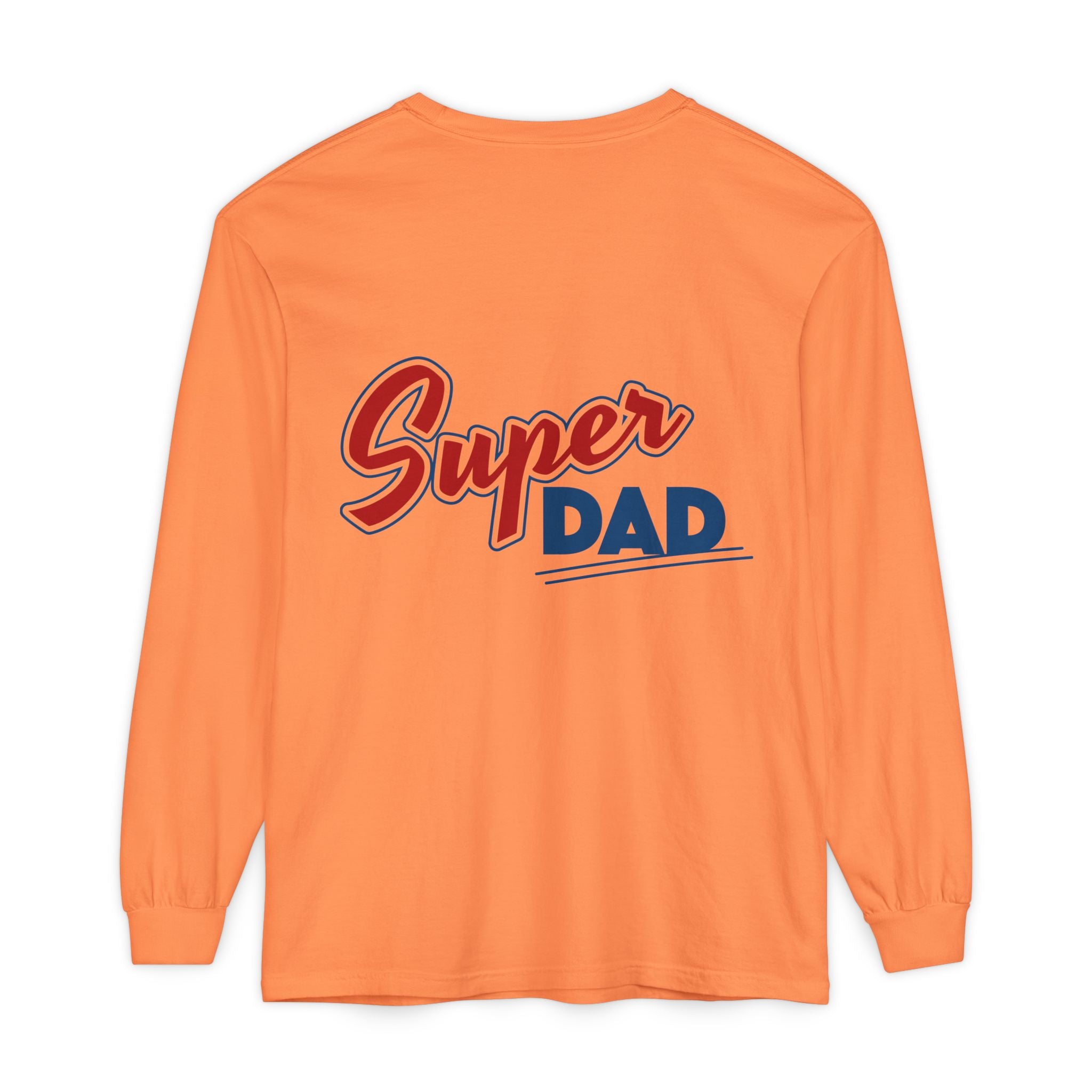 #1 Dad Foam Finger Long Sleeve Shirt — "Super Dad" Back Graphic