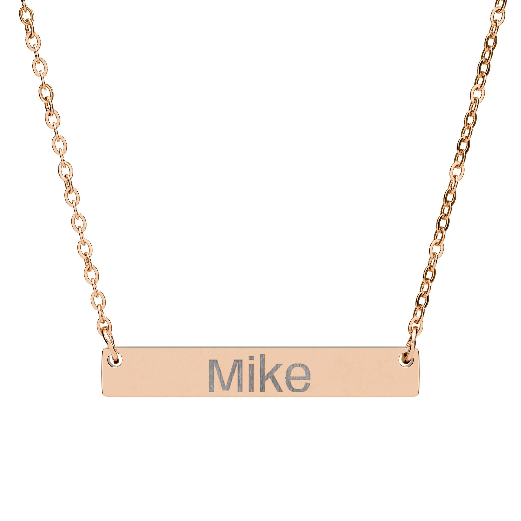 Personalized Engraved Bar Necklace – Custom Name Horizontal Pendant