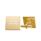 Gold Square Cufflinks — Custom Engrave "Print it your way"
