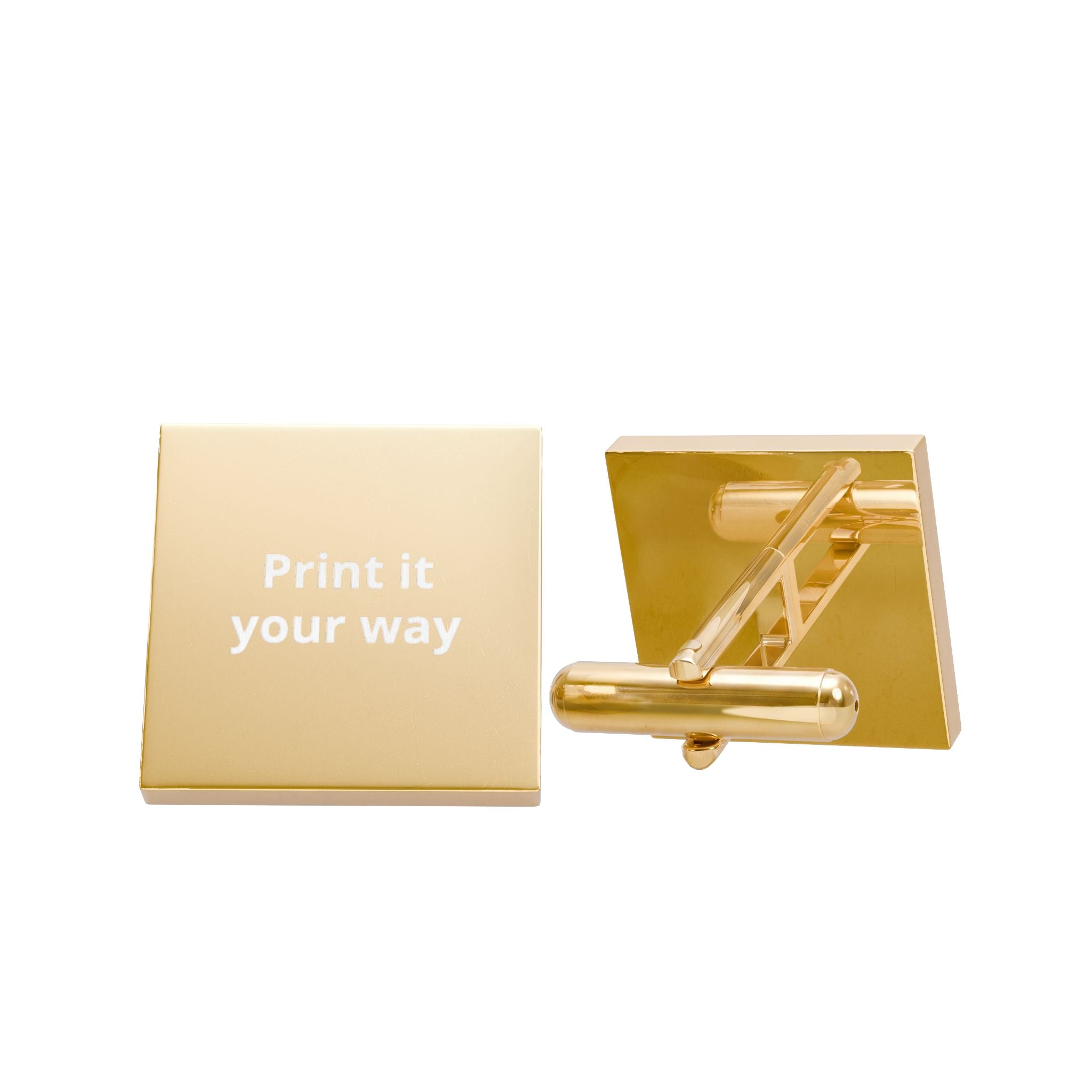 Gold Square Cufflinks — Custom Engrave "Print it your way"