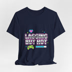 Lagging But Hot Tee | Y2K slogan, glitter type, hot pink cyber aesthetic