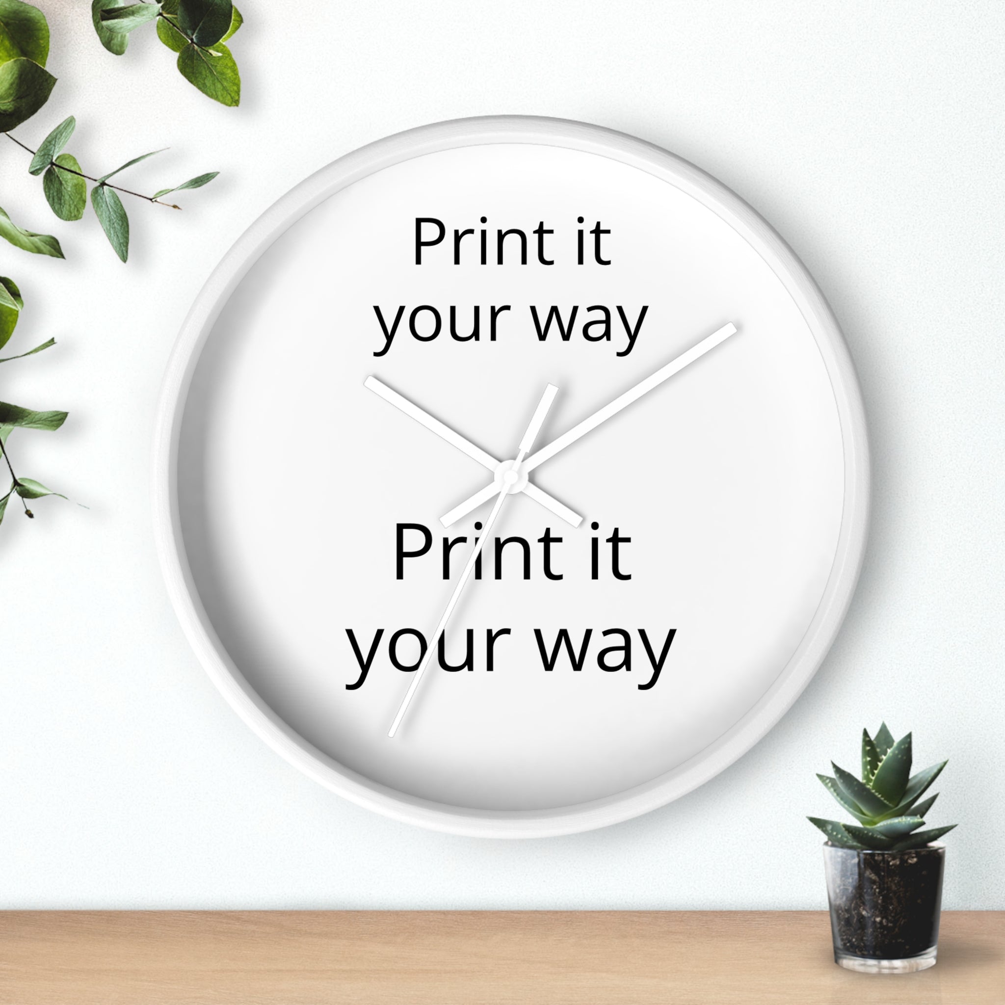 Minimalist "Print It Your Way" Wall Clock — Modern Monochrome Home Decor