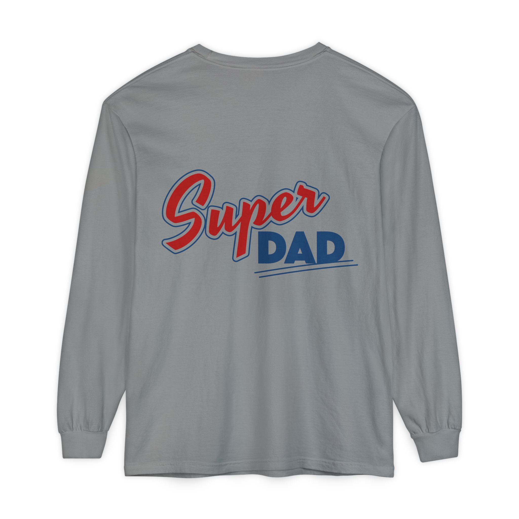 #1 Dad Foam Finger Long Sleeve Shirt — "Super Dad" Back Graphic