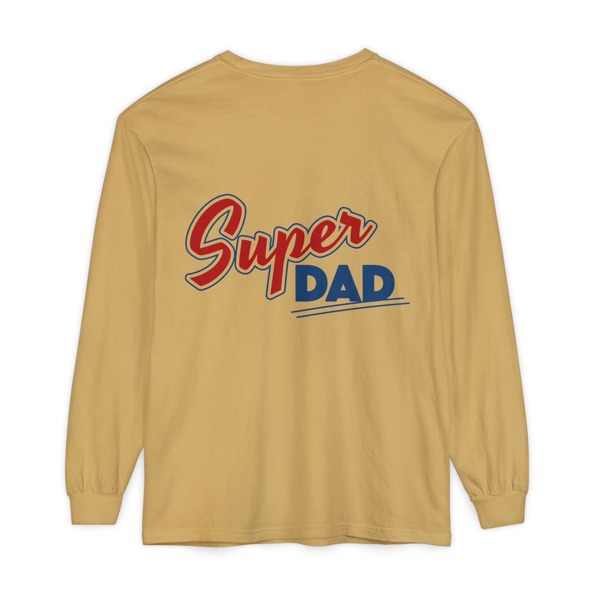 #1 Dad Foam Finger Long Sleeve Shirt — "Super Dad" Back Graphic