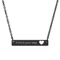 Engravable Cutout Heart Bar Necklace – Personalized Name & Message Pendant